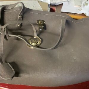 Gray Leather Tote Bag
